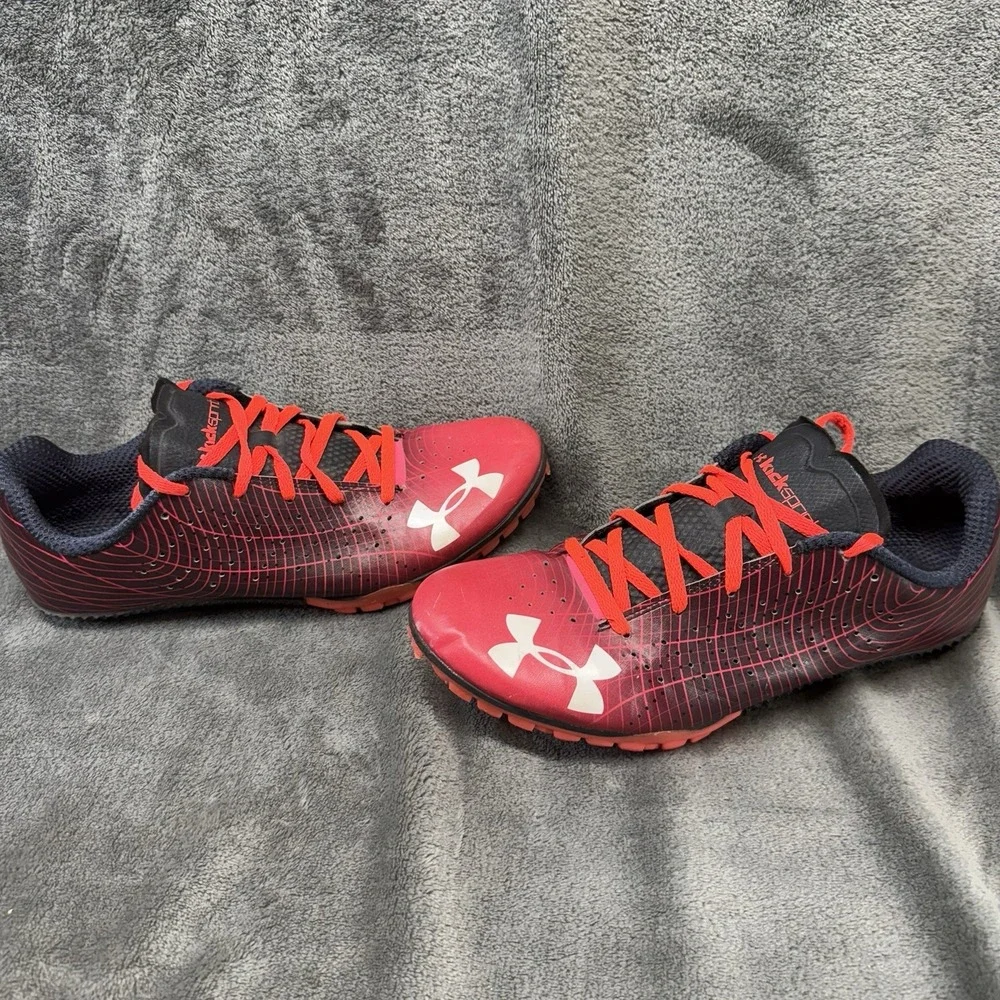 Under Armour Sprint Spikes 3022002-600 Red Black Men's Size 10 Track Running‎